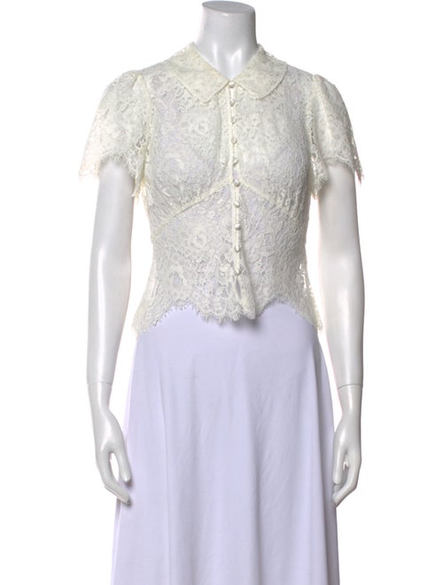 DÔEN Lace Pattern Short Sleeve Crop Top