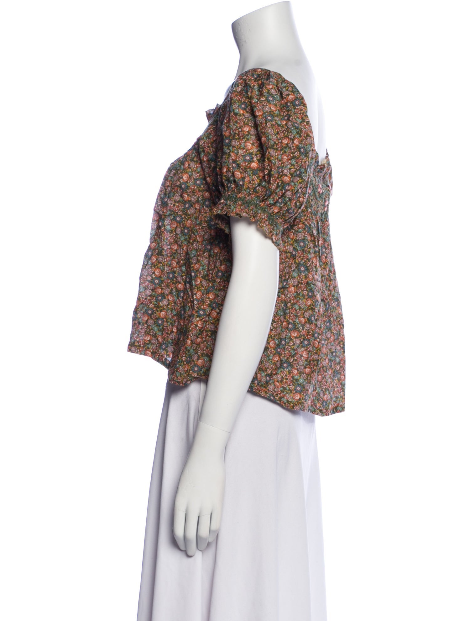 DÔEN Floral Print Square Neckline Crop Top