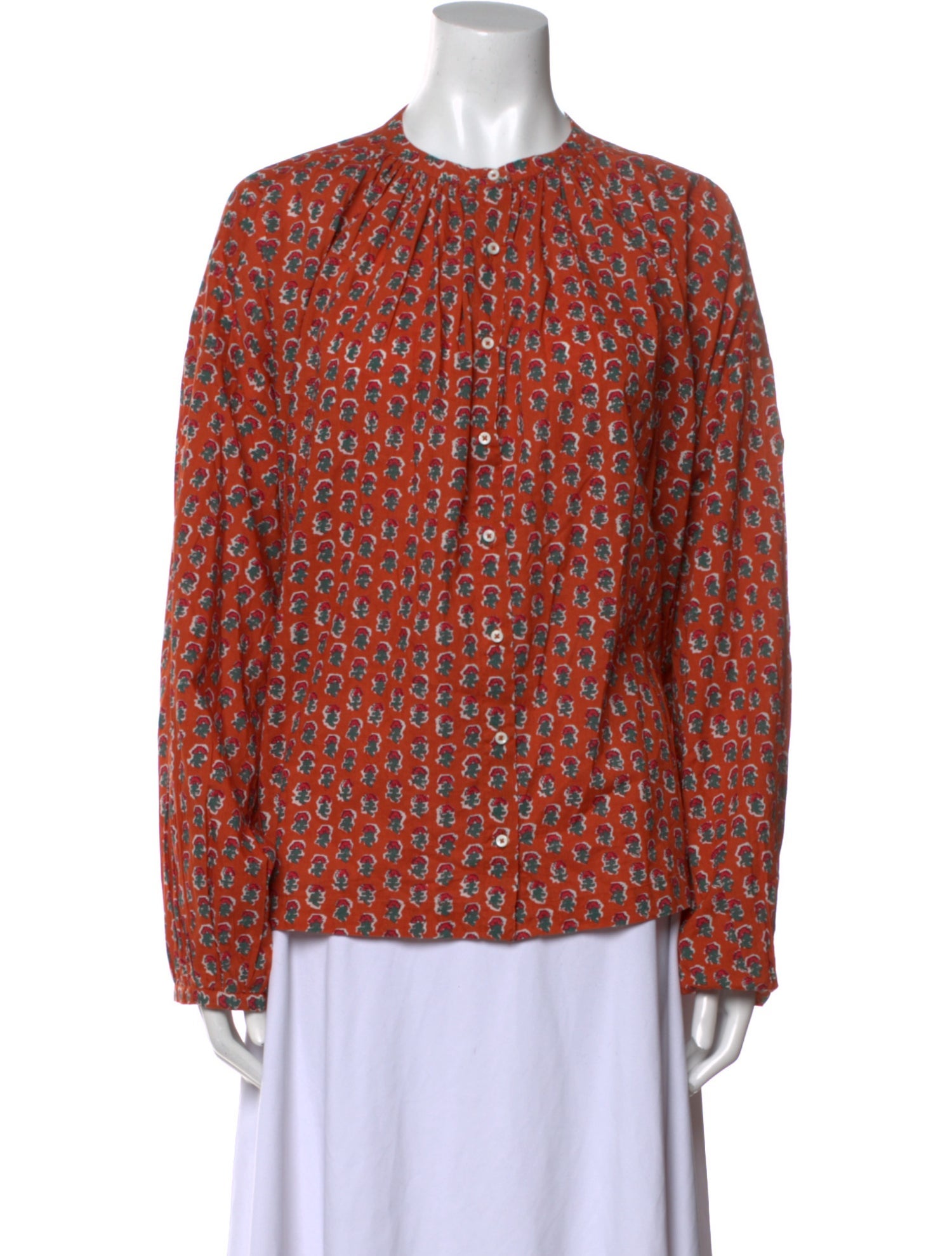 DÔEN Printed Crew Neck Blouse