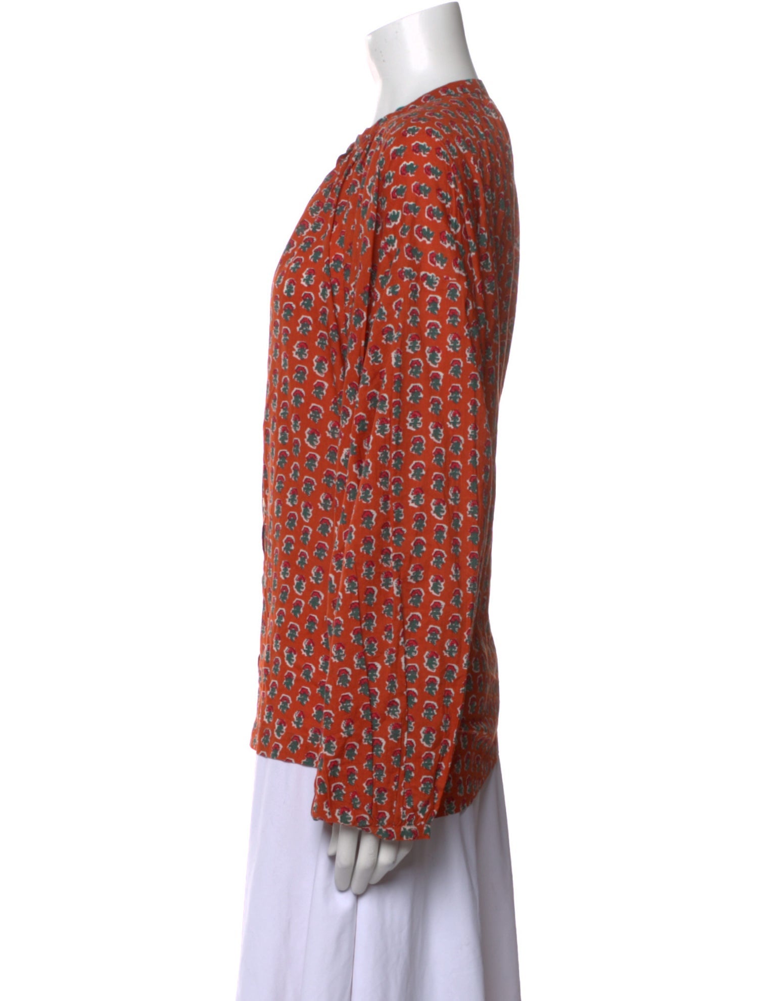 DÔEN Printed Crew Neck Blouse