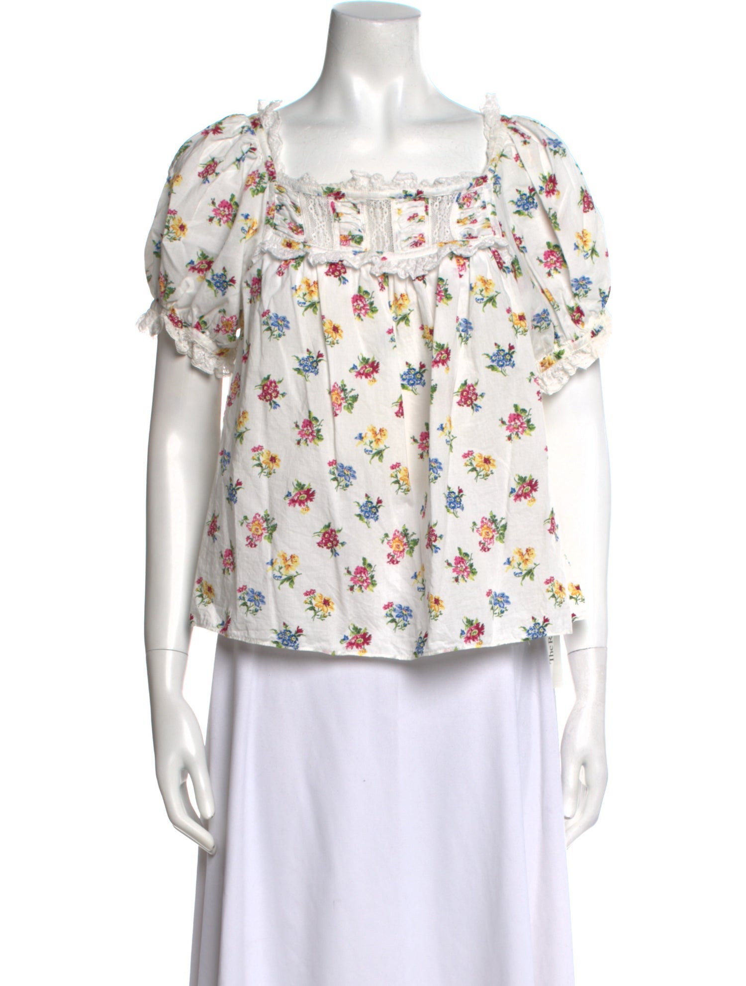 DÔEN Floral Print Square Neckline Blouse