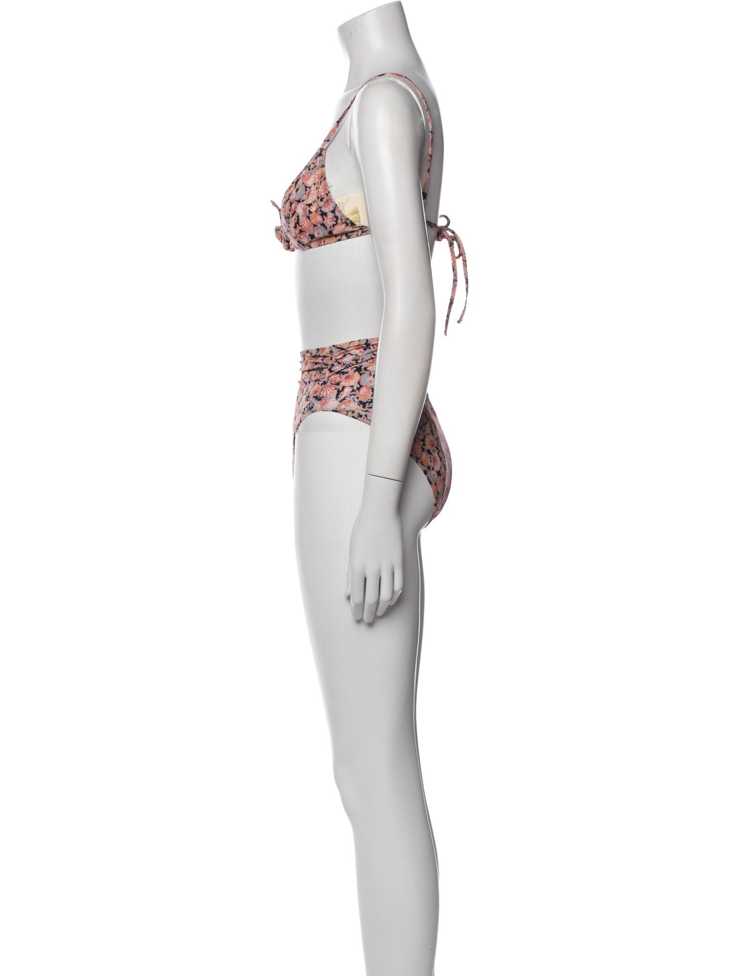 DÔEN Printed Fringe Trim Accent Bikini w/ Tags