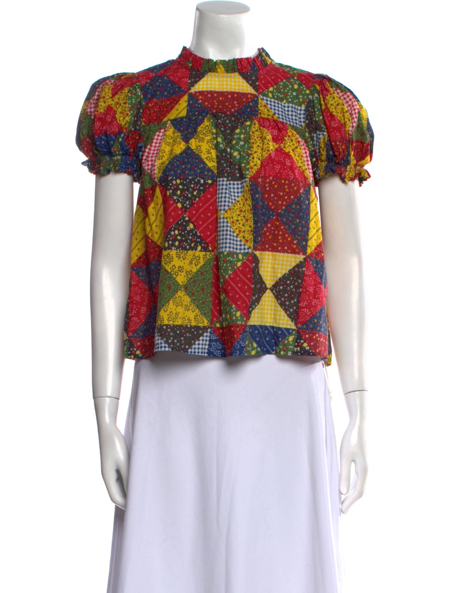 DÔEN Printed Mock Neck Crop Top