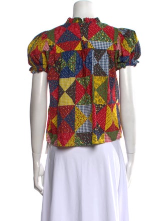 DÔEN Printed Mock Neck Crop Top