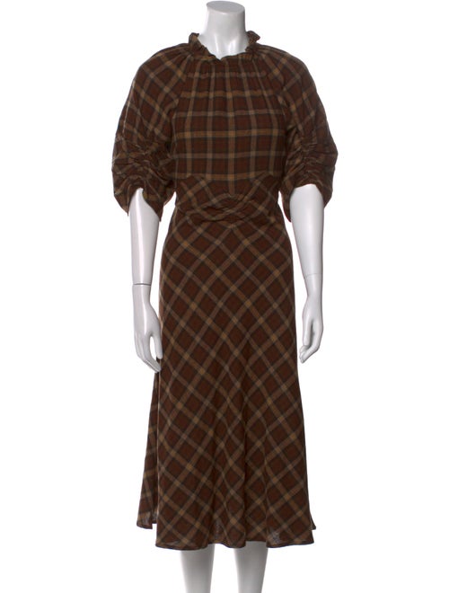 DÔEN Plaid Print Midi Length Dress