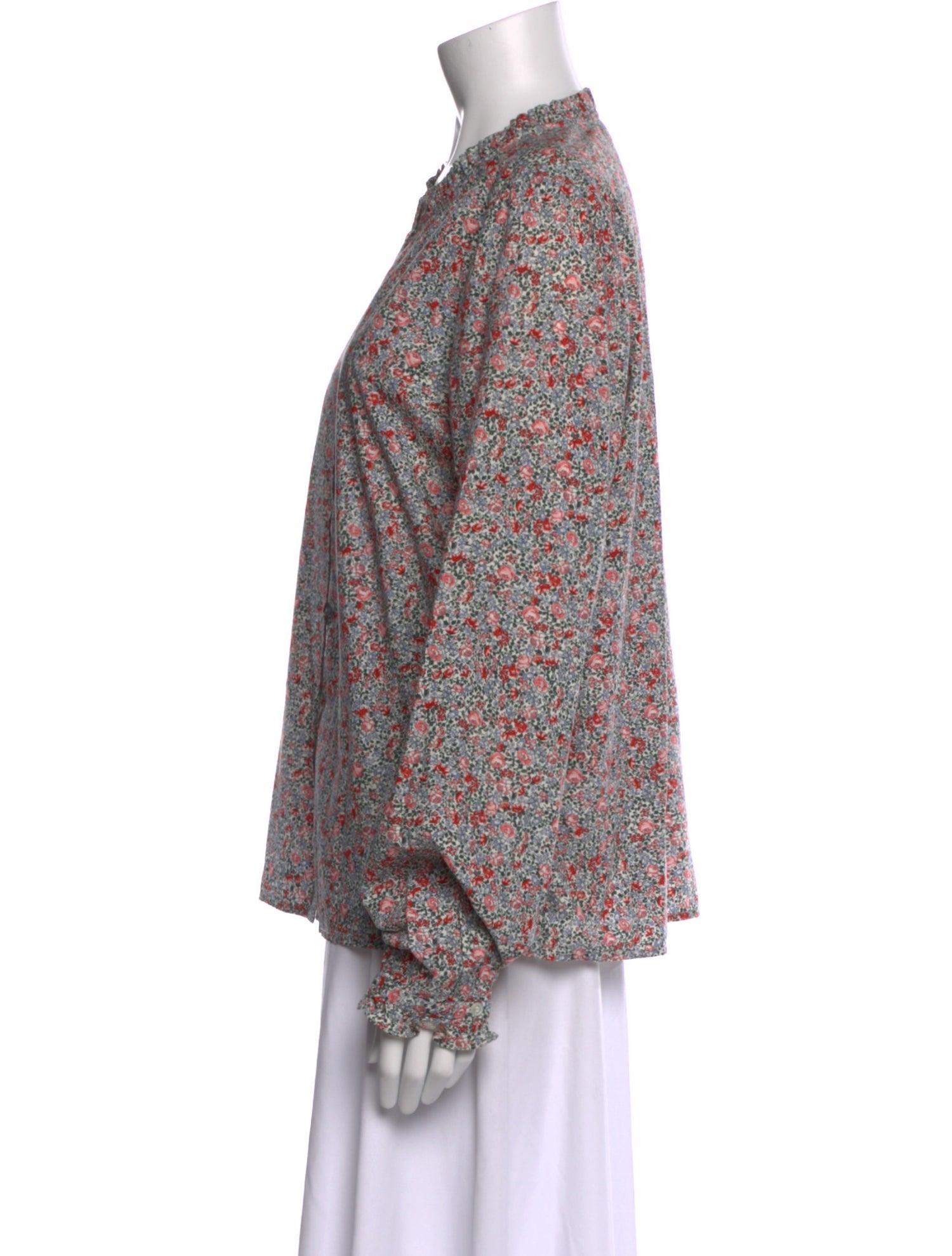 DÔEN Floral Print Crew Neck Blouse