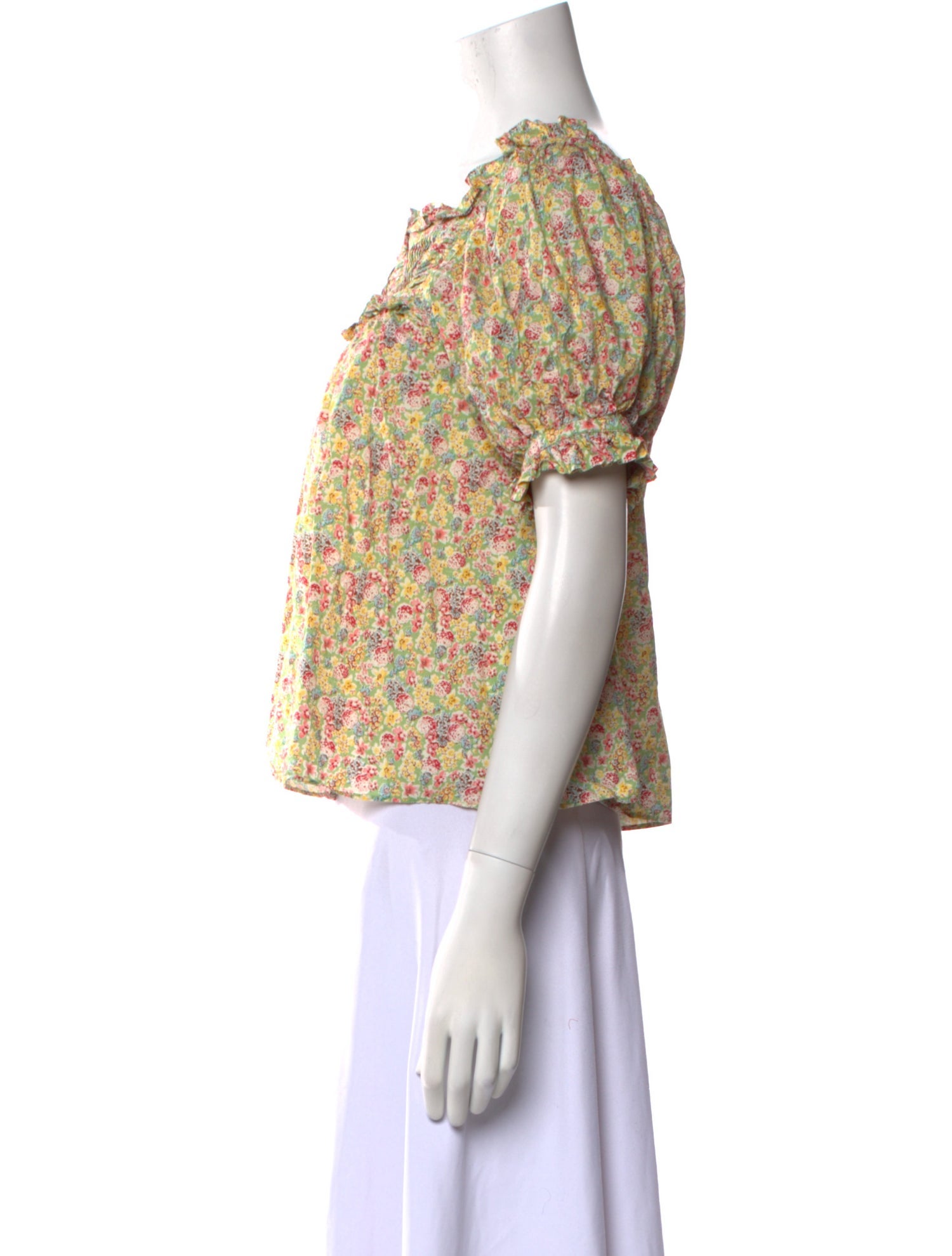 DÔEN Floral Print Square Neckline Blouse