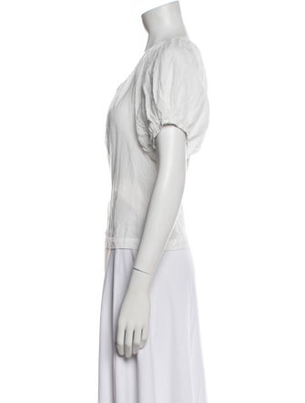 DÔEN Scoop Neck Short Sleeve Button-Up Top