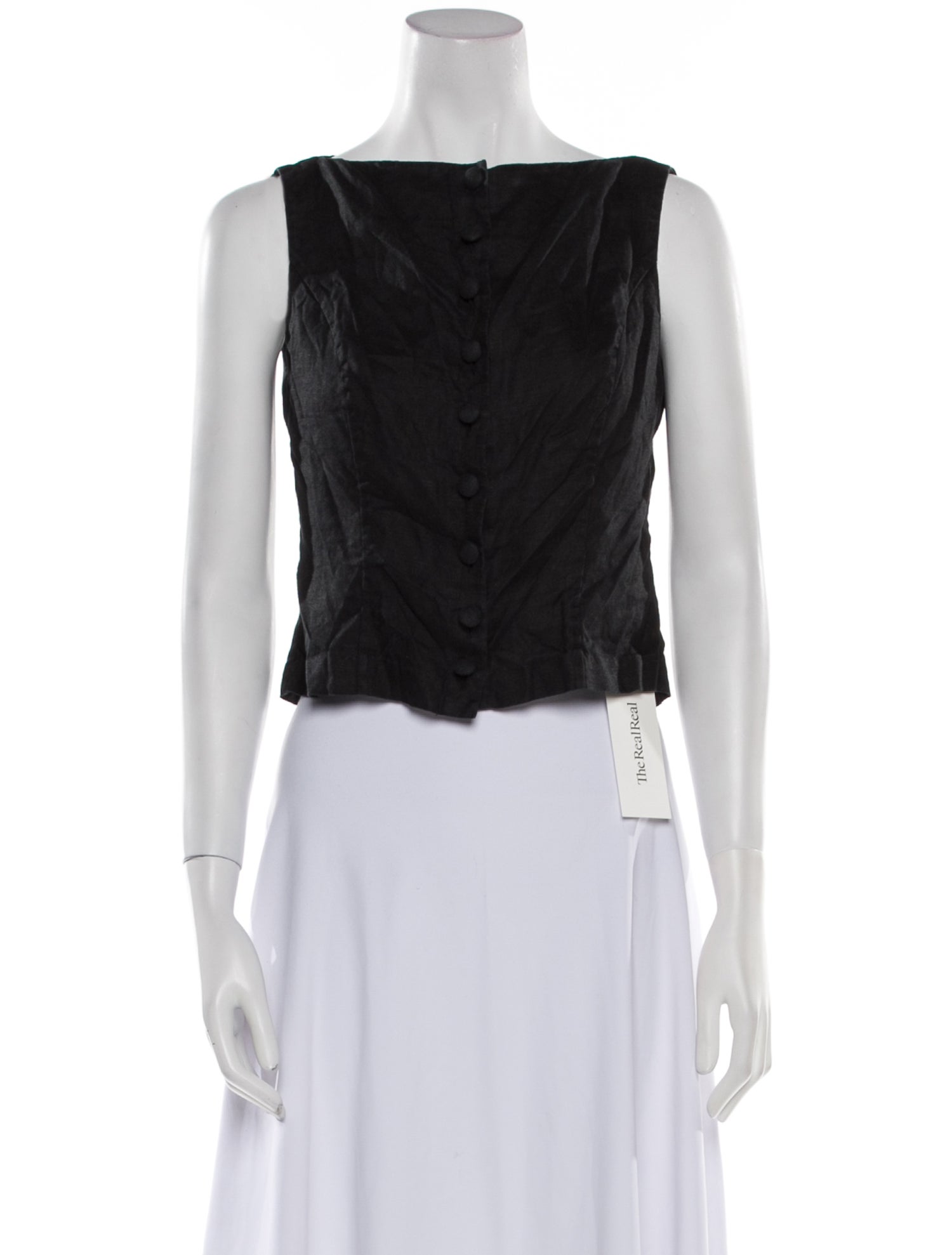 DÔEN Linen Bateau Neckline Crop Top