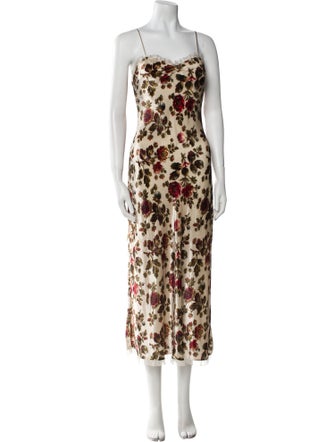 DÔEN Floral Print Midi Length Dress