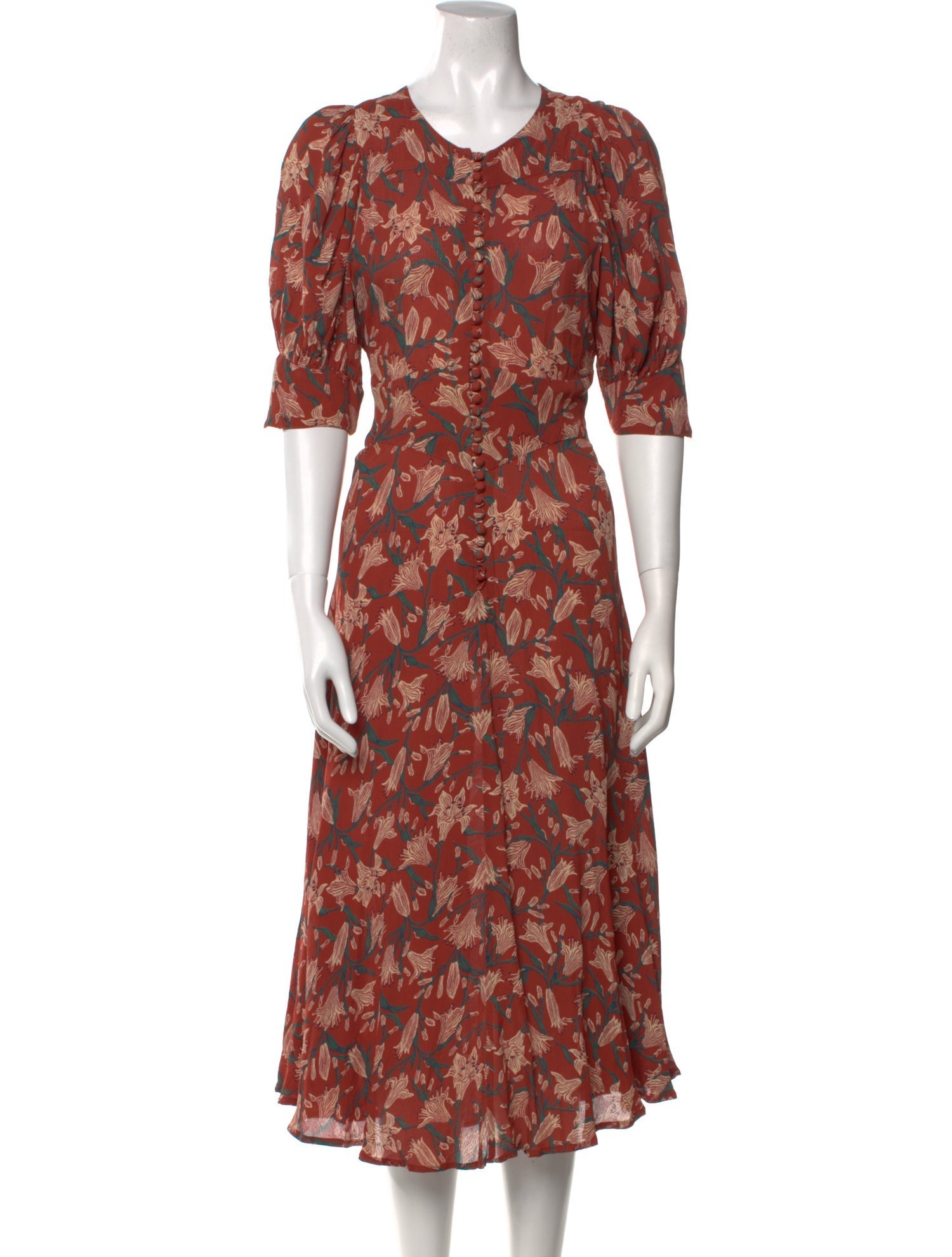 DÔEN Floral Print Midi Length Dress