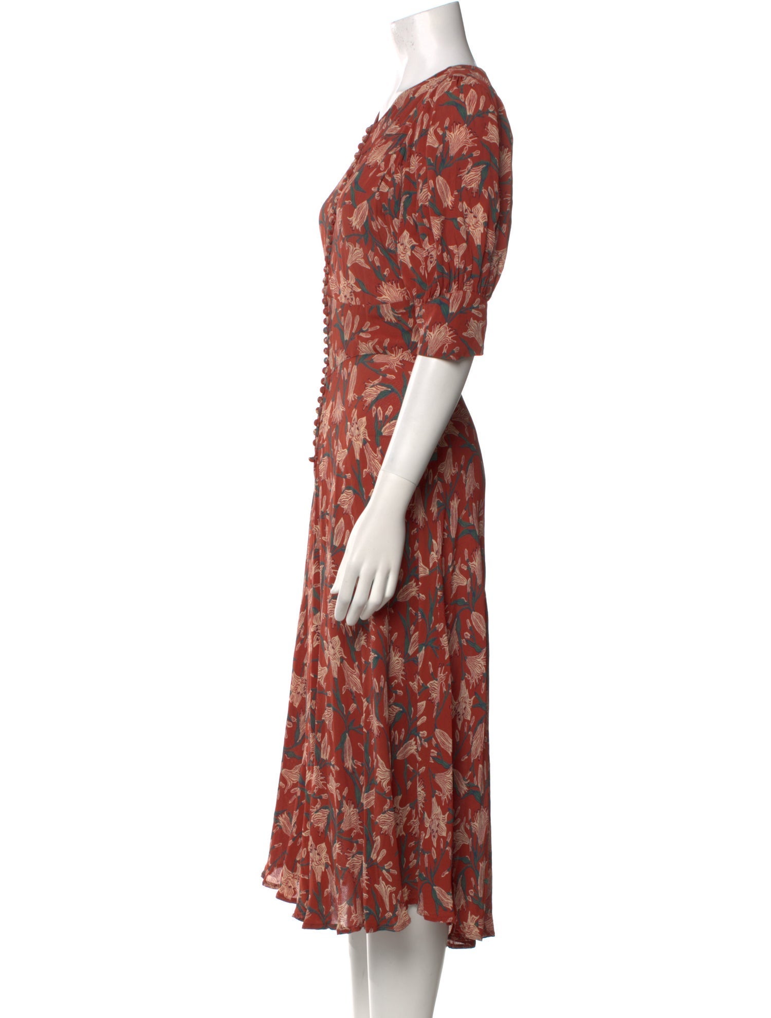 DÔEN Floral Print Midi Length Dress