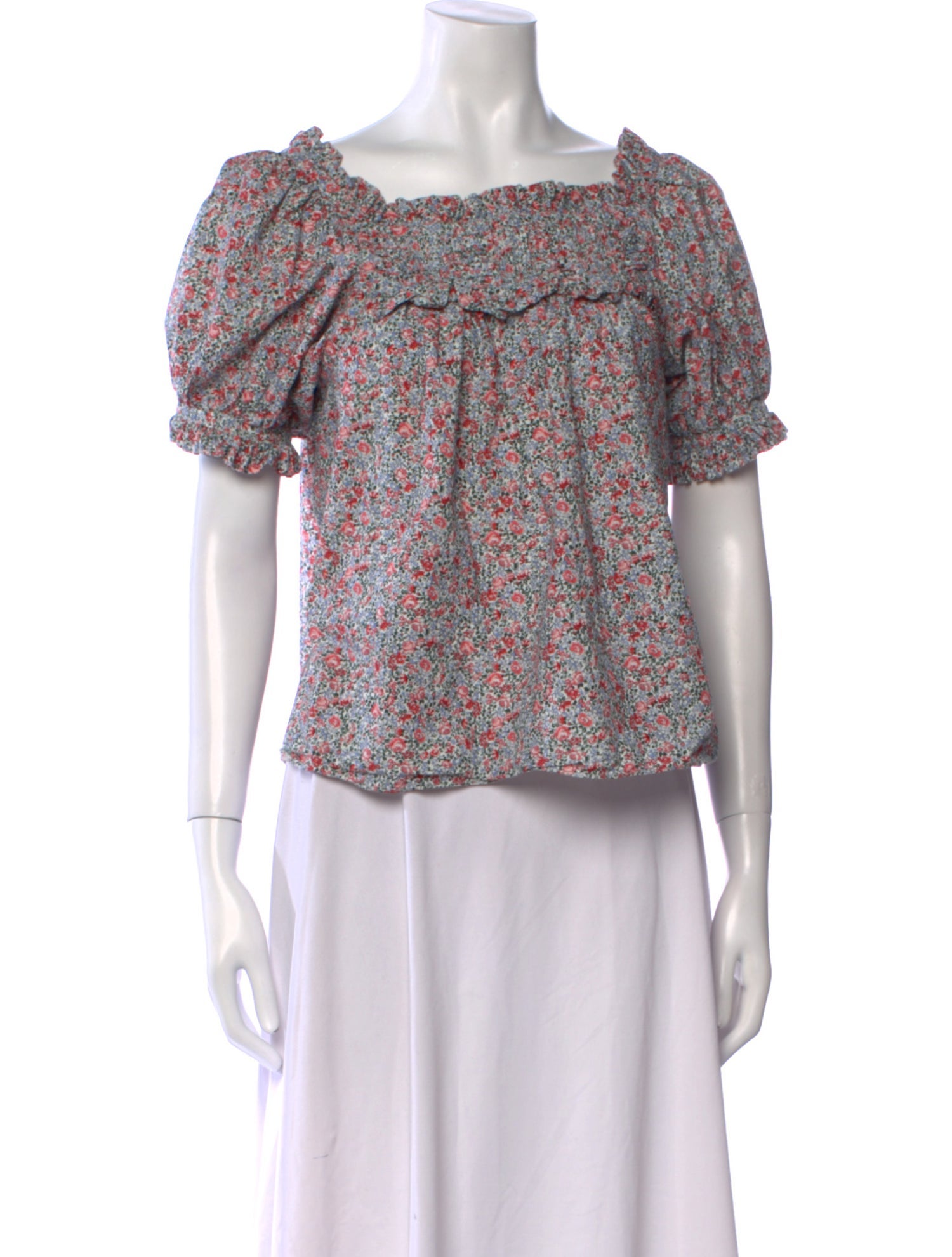 DÔEN Floral Print Square Neckline Top