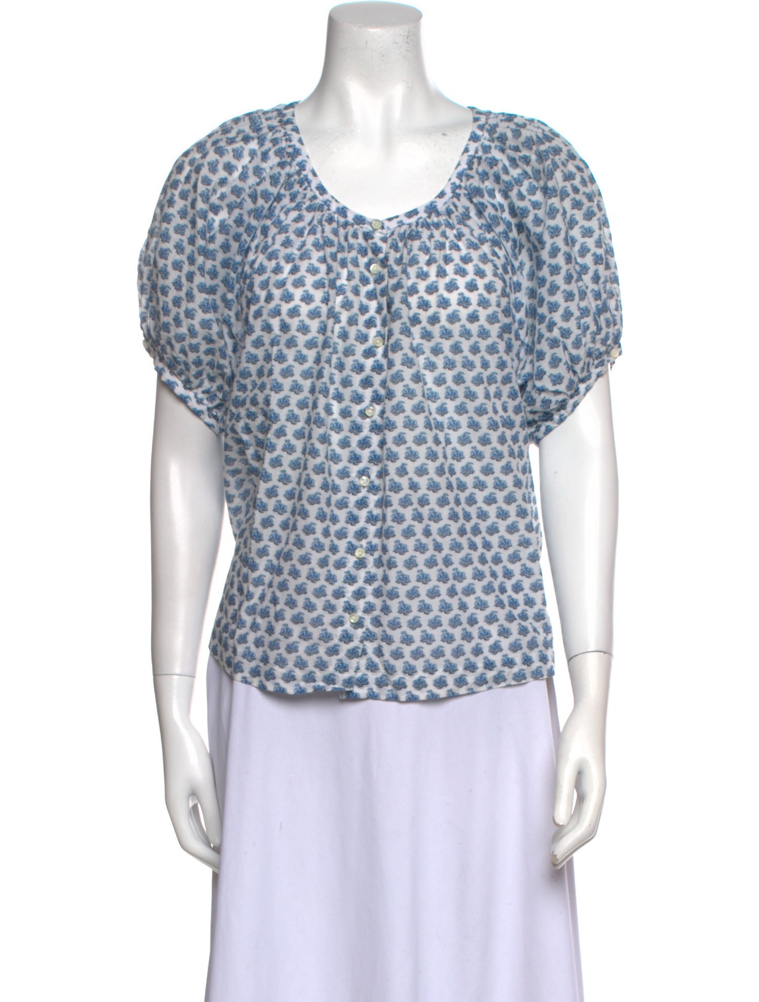 DÔEN Floral Print Scoop Neck Blouse