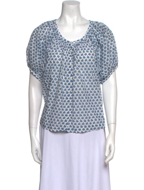 DÔEN Floral Print Scoop Neck Blouse