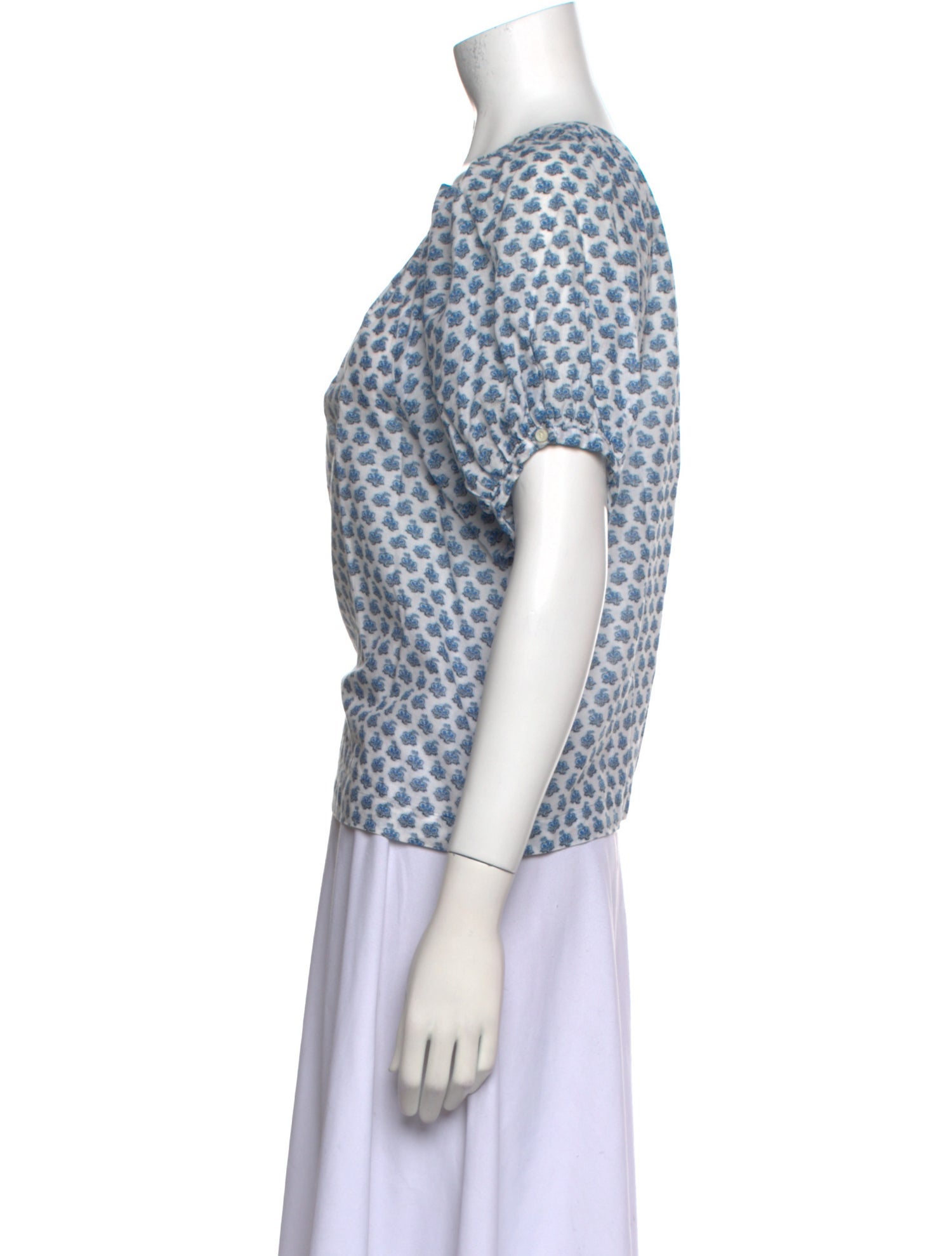 DÔEN Floral Print Scoop Neck Blouse