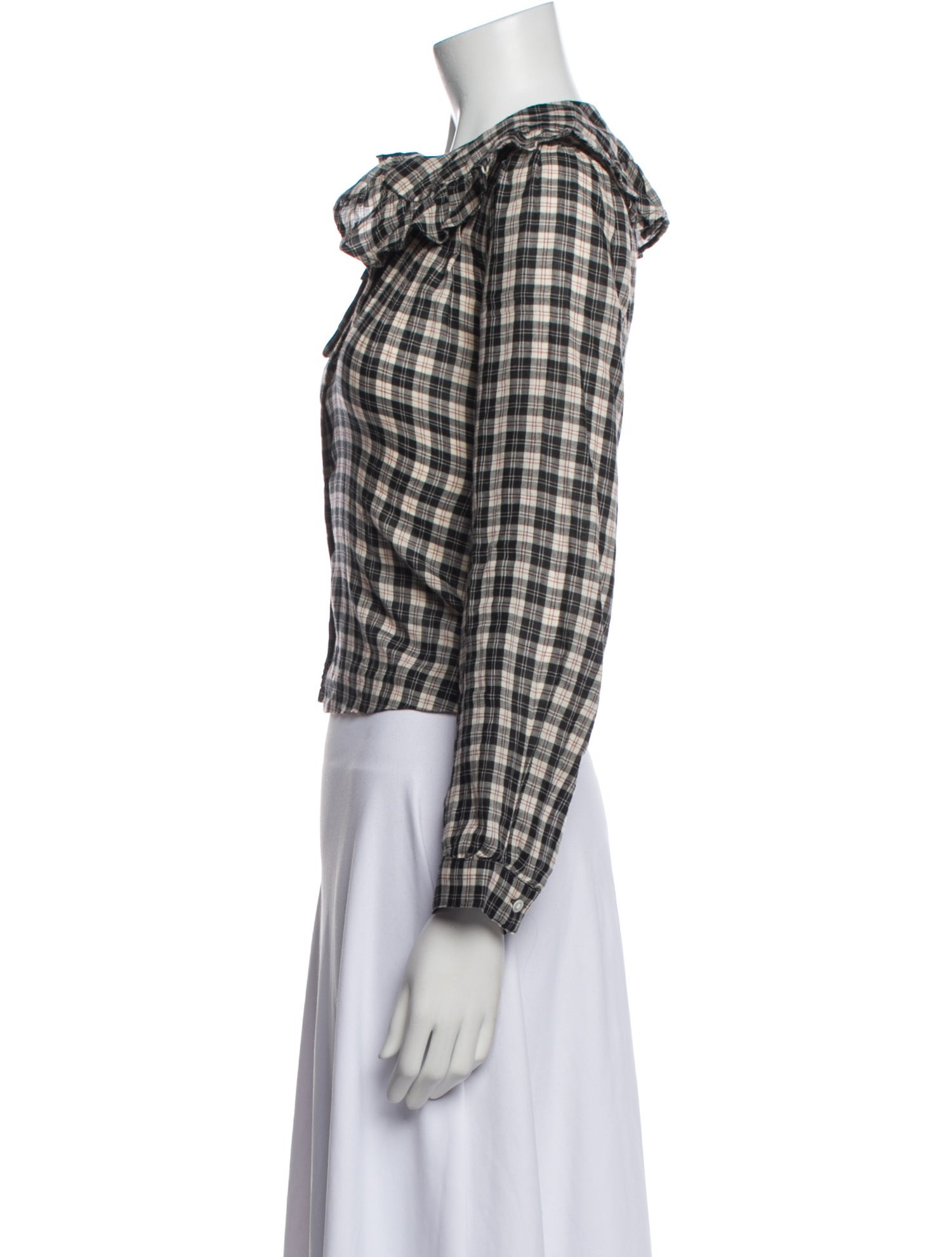 DÔEN Plaid Print Crew Neck Crop Top