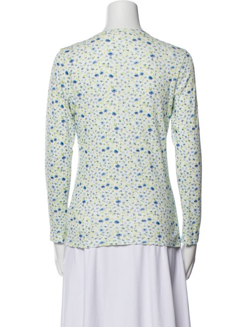 DÔEN Floral Print Crew Neck Button-Up Top