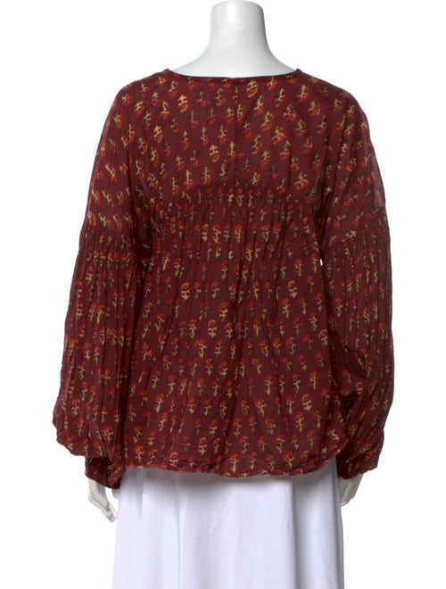 DÔEN Floral Print V-Neck Blouse