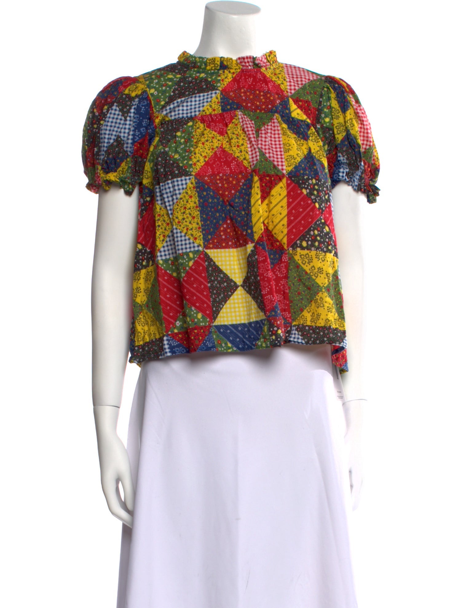 DÔEN Printed Mock Neck Crop Top