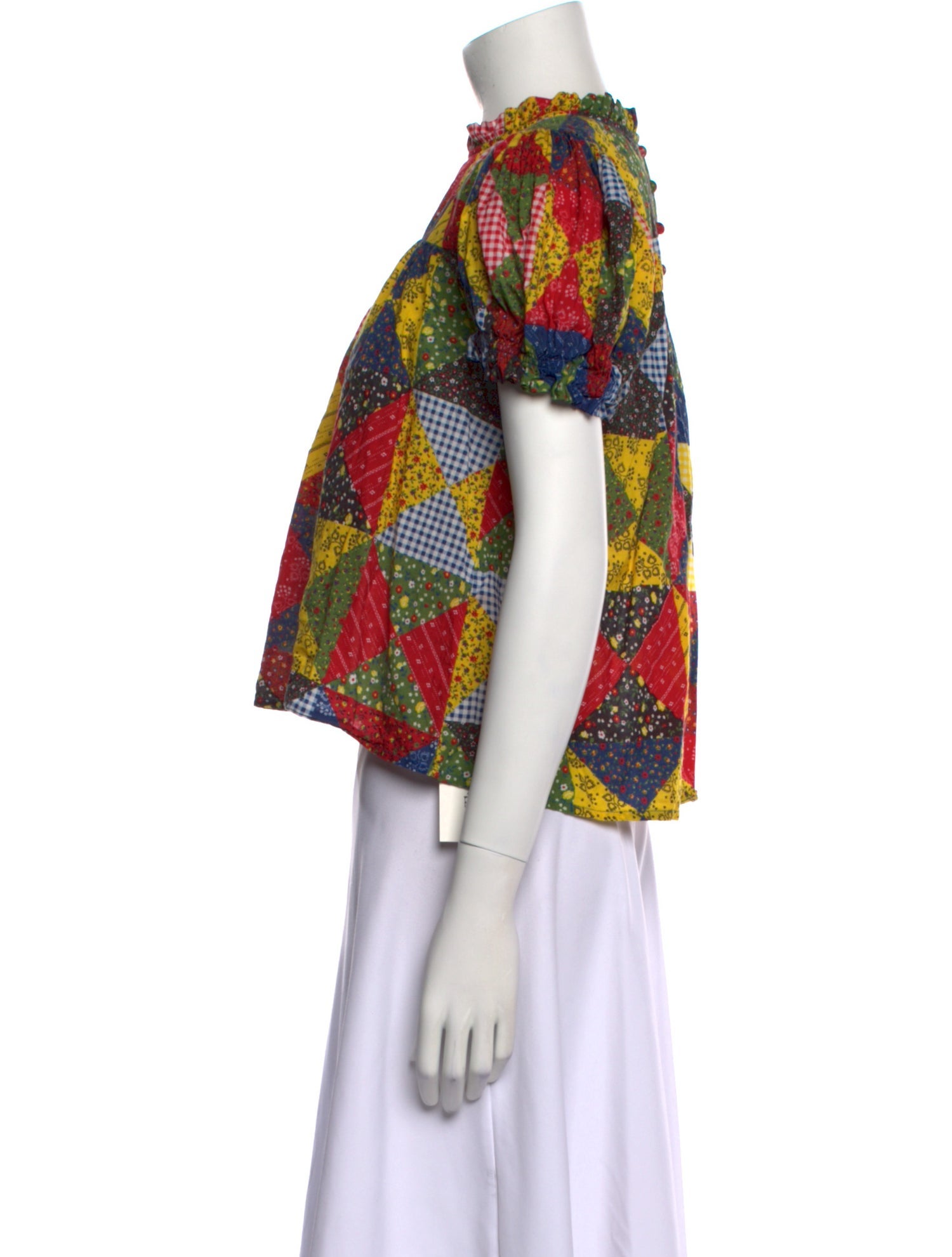 DÔEN Printed Mock Neck Crop Top