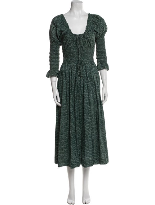 DÔEN Floral Print Midi Length Dress