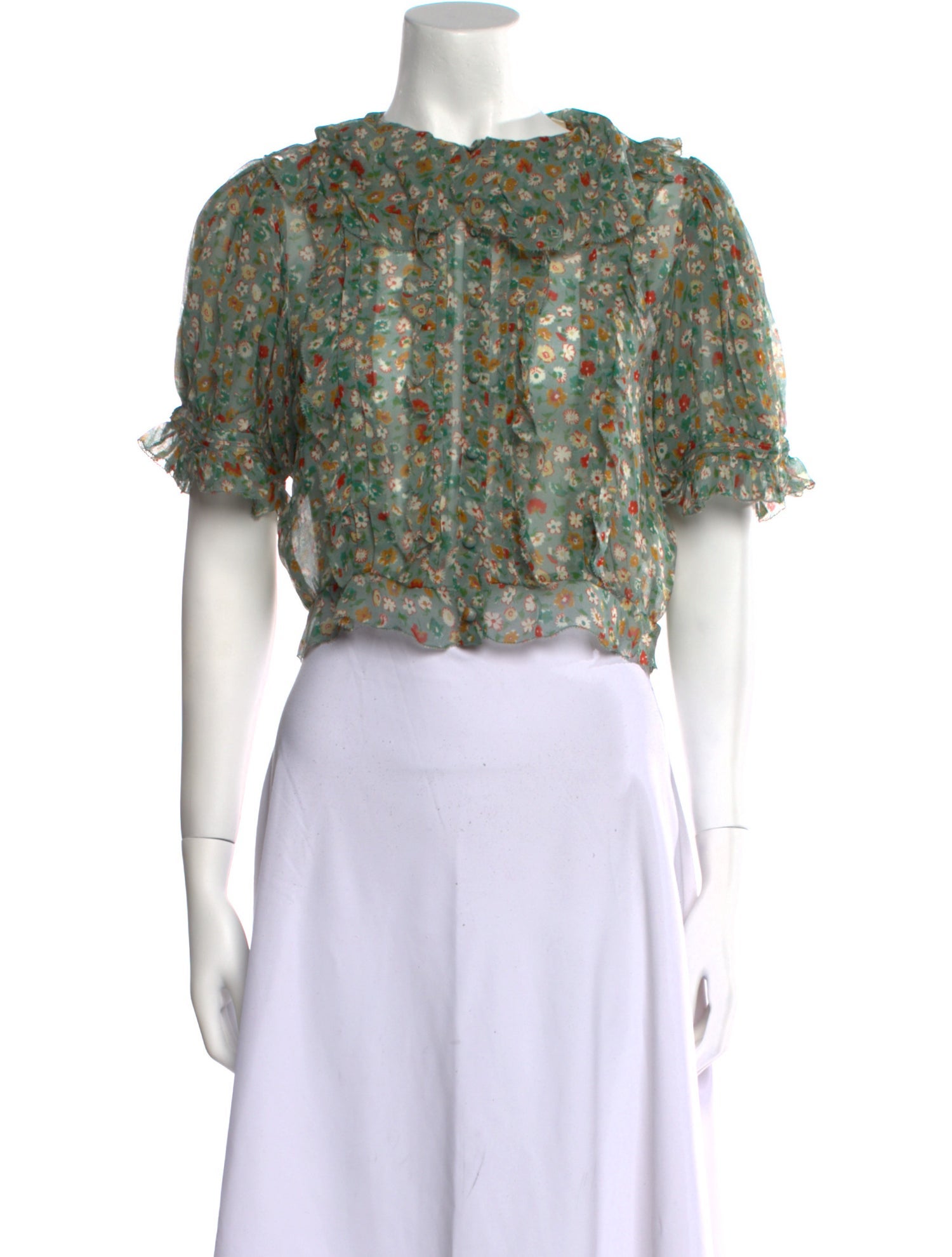 DÔEN Silk Floral Print Crop Top