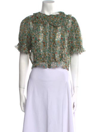 DÔEN Silk Floral Print Crop Top