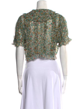 DÔEN Silk Floral Print Crop Top