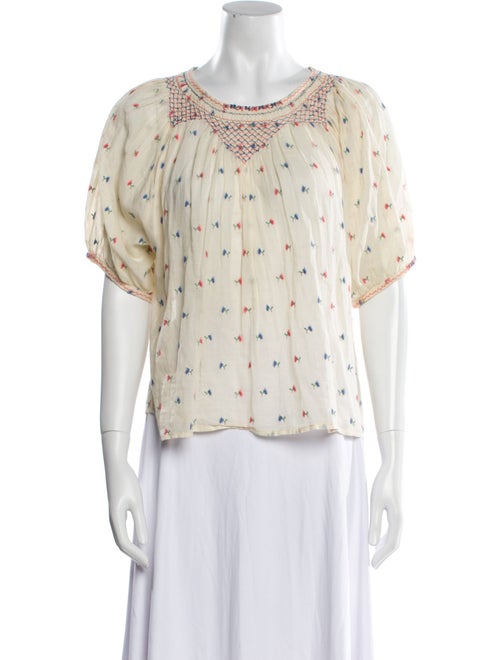 DÔEN Printed Scoop Neck Blouse