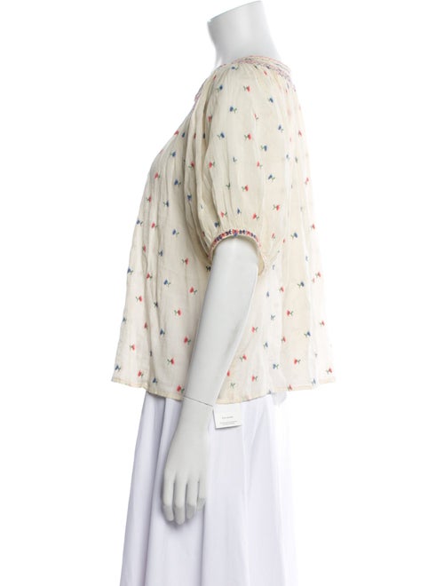 DÔEN Printed Scoop Neck Blouse