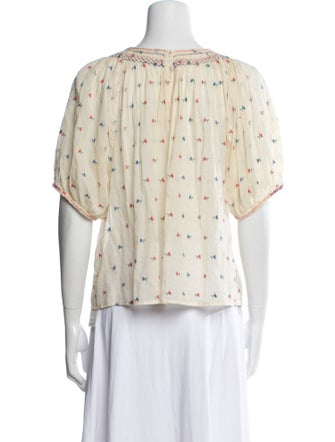 DÔEN Printed Scoop Neck Blouse