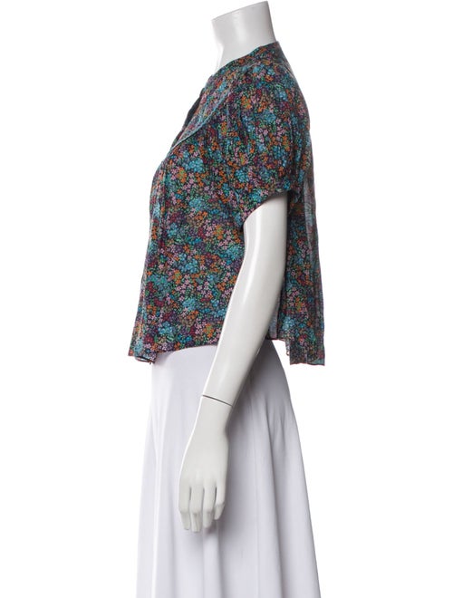 DÔEN Floral Print Crew Neck Crop Top