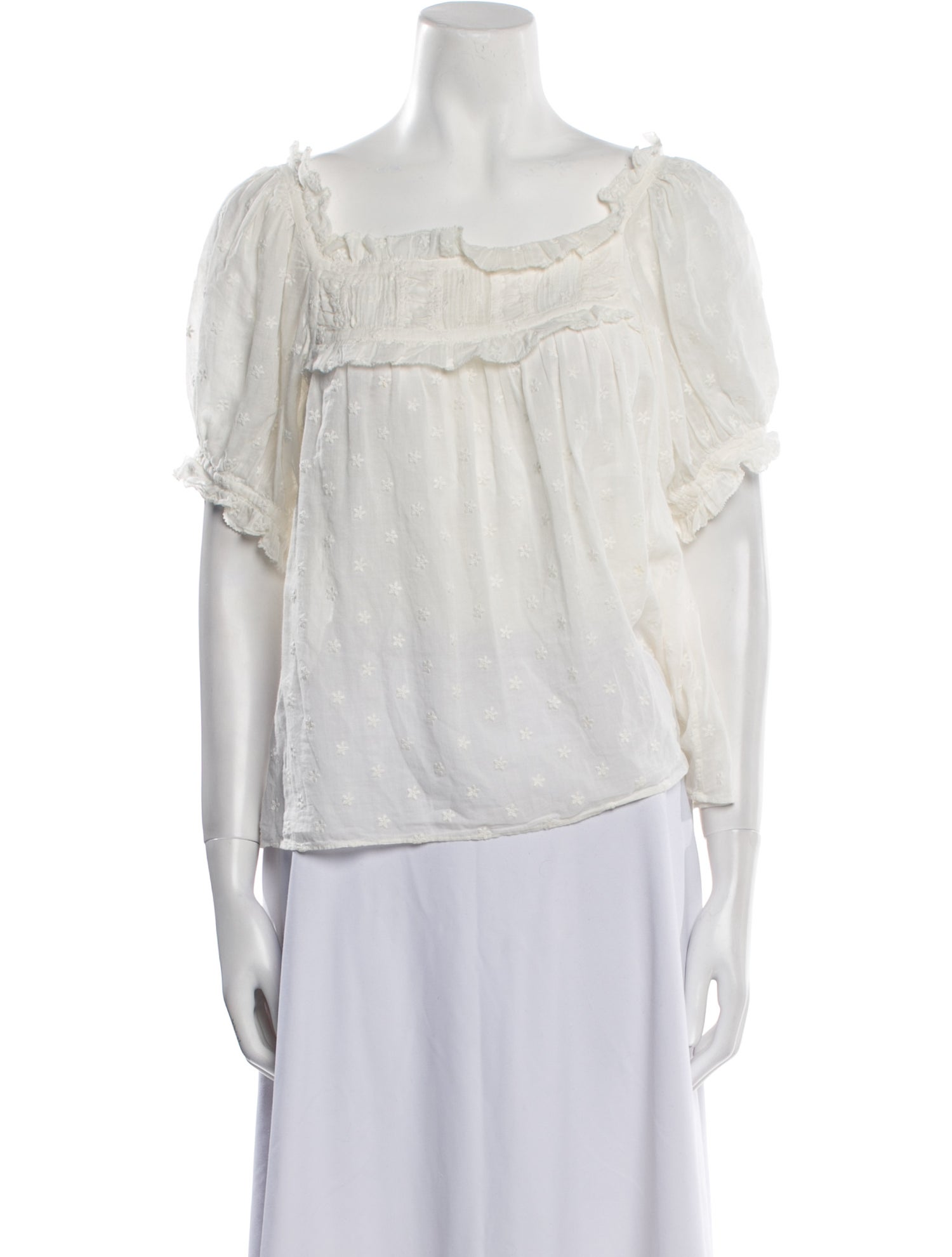 DÔEN Square Neckline Three-Quarter Sleeve Blouse