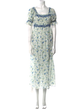 DÔEN Floral Print Midi Length Dress