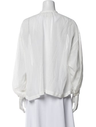 DÔEN Mock Neck Long Sleeve Button-Up Top