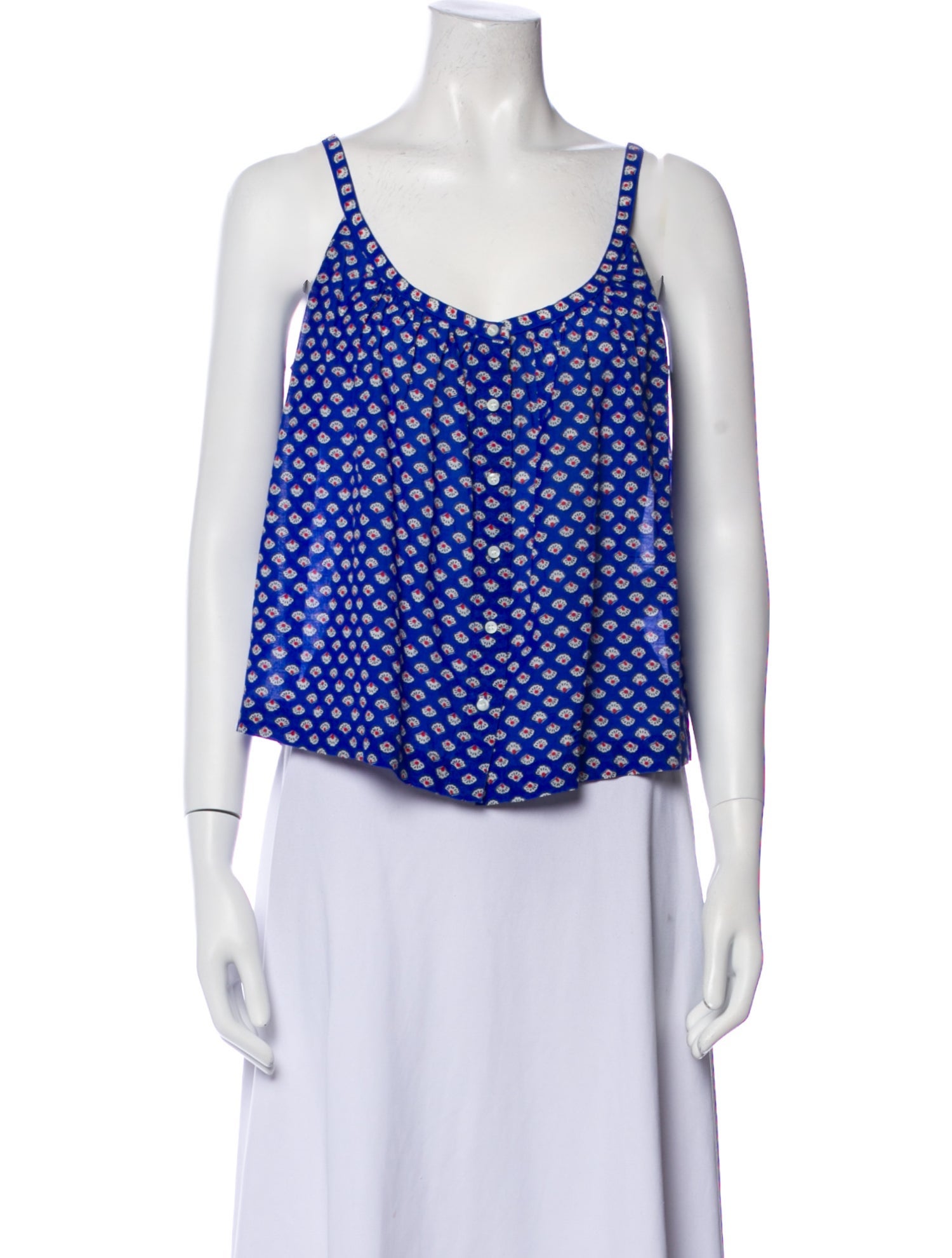 DÔEN Polka Dot Print Scoop Neck Top