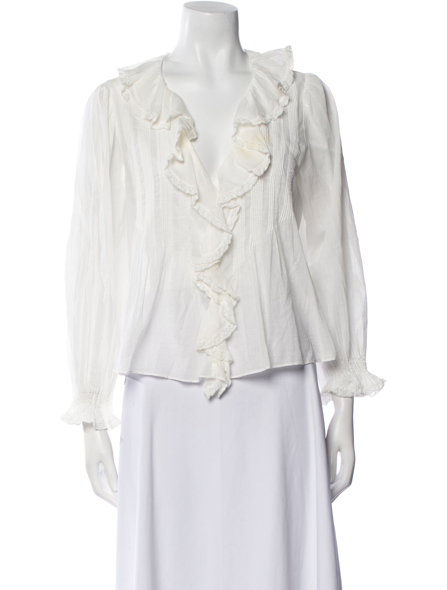 DÔEN V-Neck Three-Quarter Sleeve Blouse