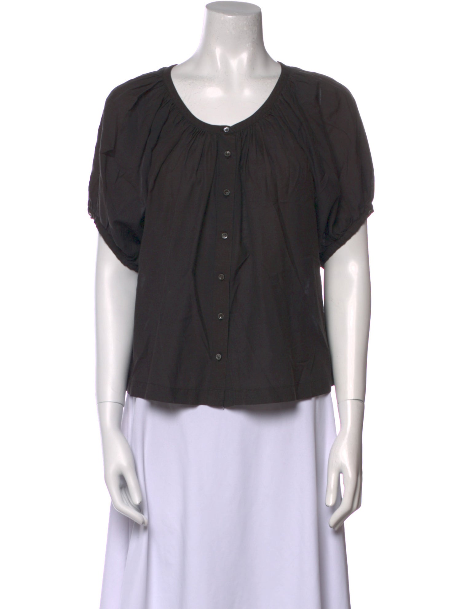 DÔEN Scoop Neck Short Sleeve Blouse