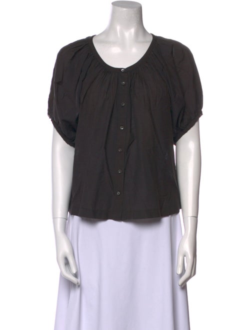 DÔEN Scoop Neck Short Sleeve Blouse