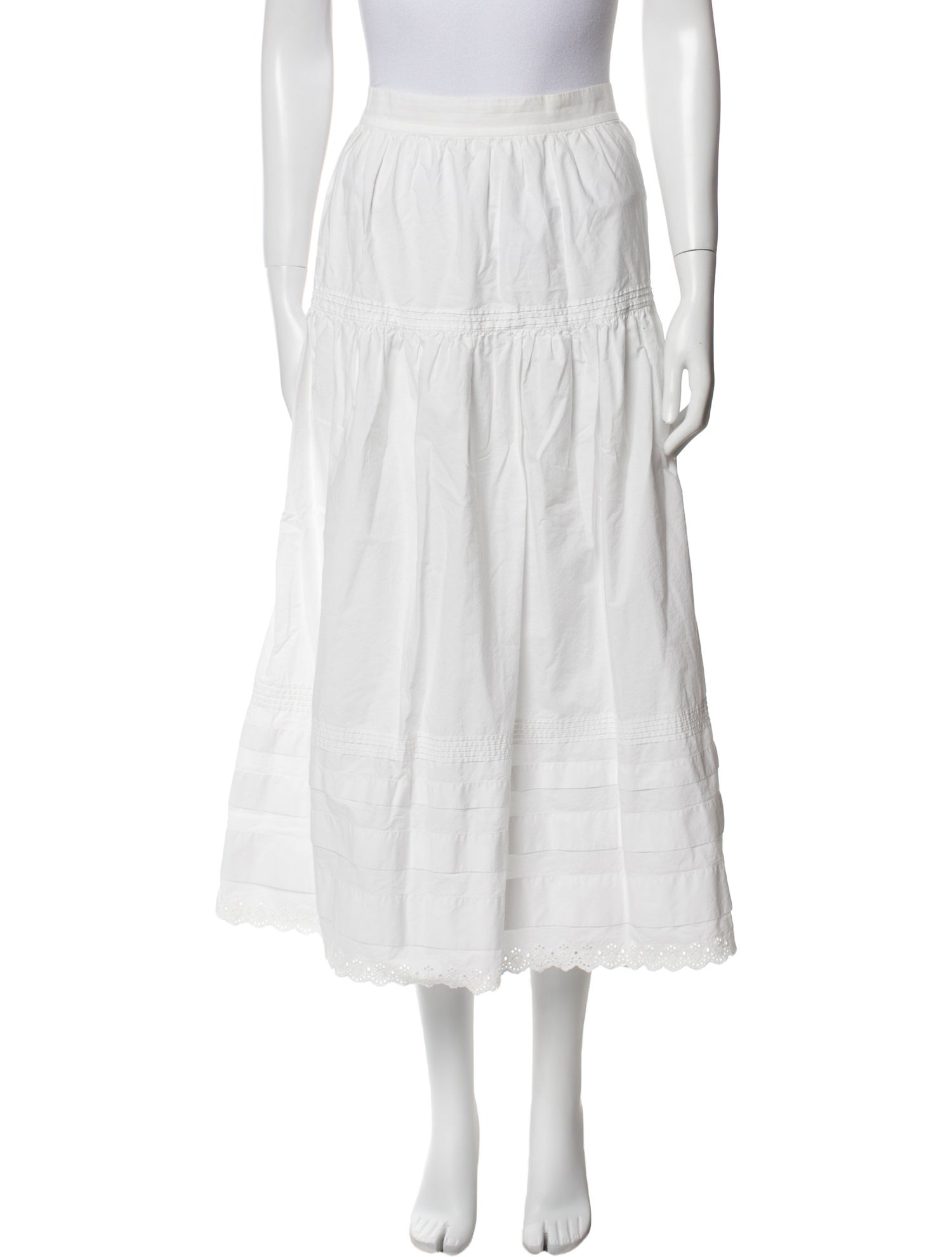 DÔEN Eyelet Trim Midi Length Skirt