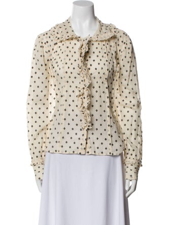 DÔEN Printed Mock Neck Blouse