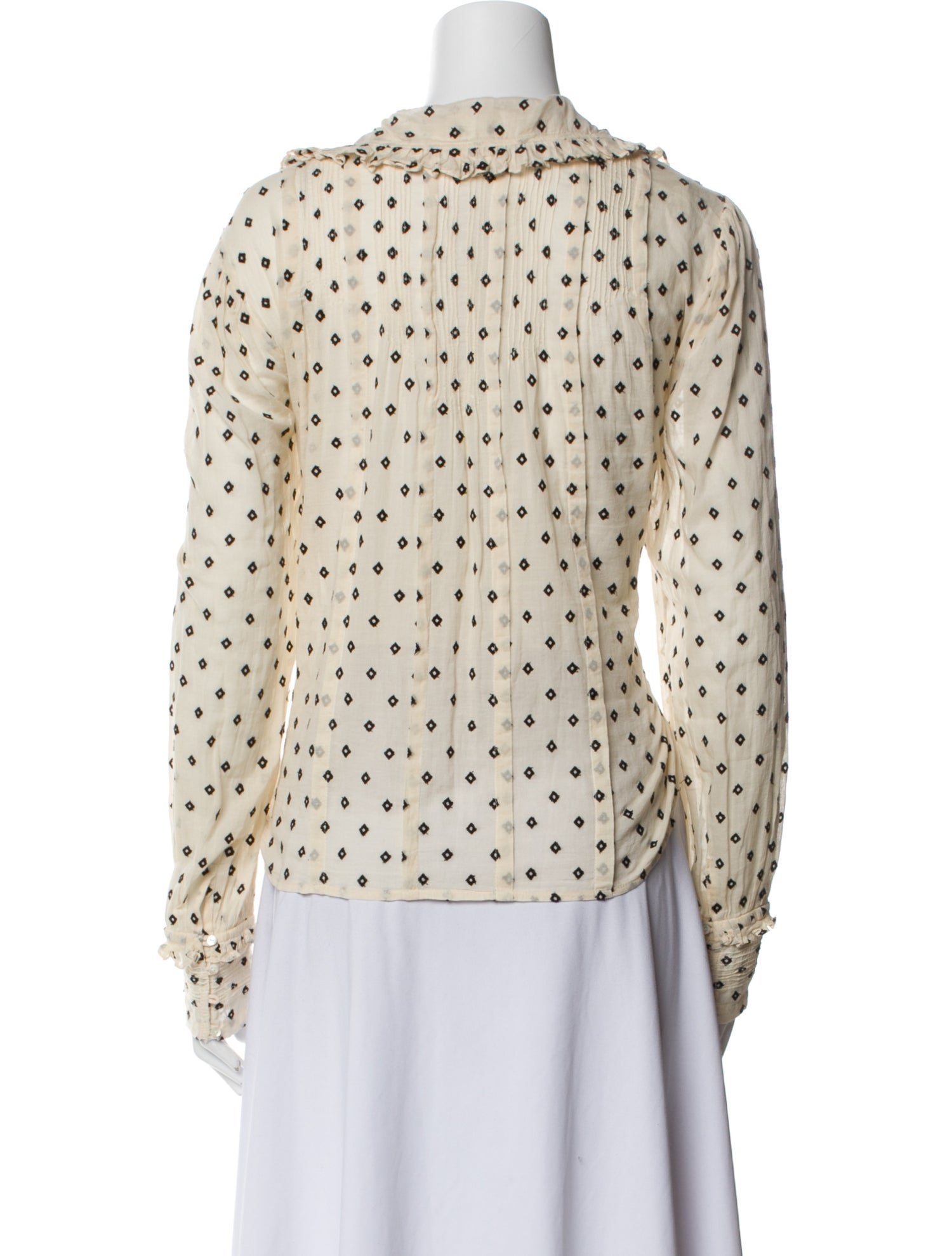 DÔEN Printed Mock Neck Blouse