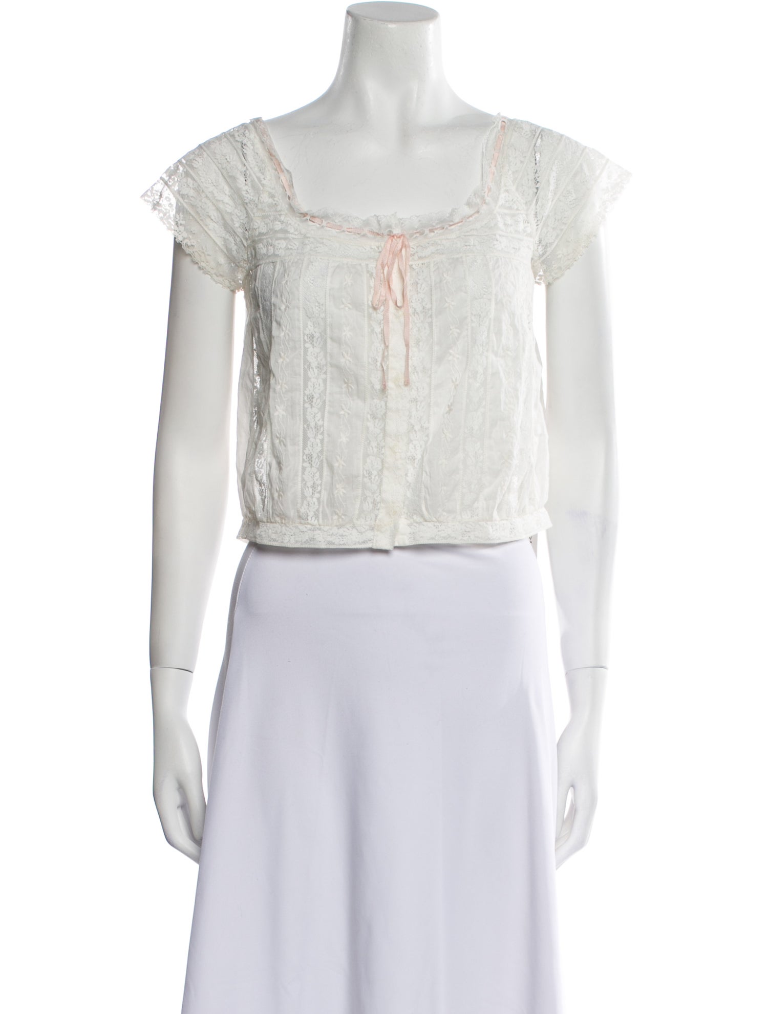 DÔEN Lace Pattern Square Neckline Crop Top w/ Tags