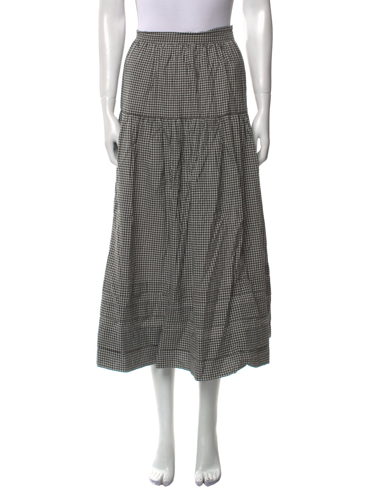 DÔEN Plaid Print Midi Length Skirt