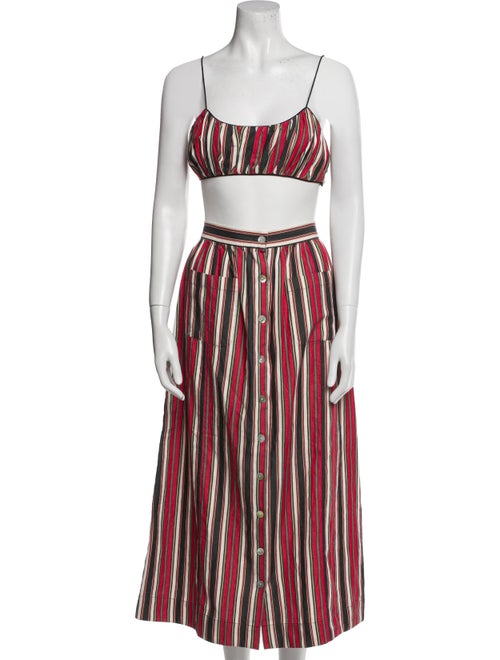DÔEN Striped Pleated Accents Skirt Set
