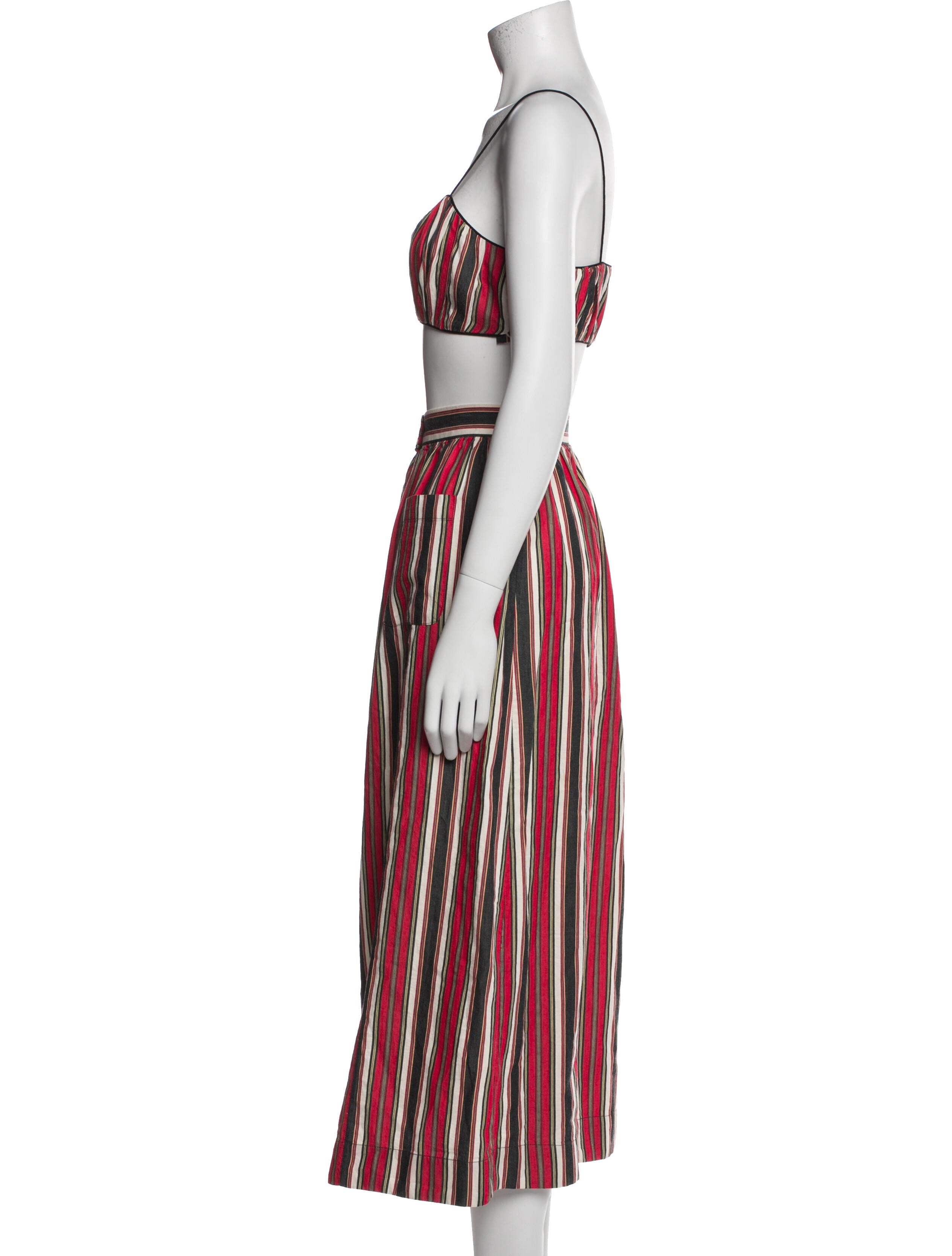 DÔEN Striped Pleated Accents Skirt Set