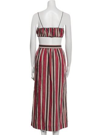 DÔEN Striped Pleated Accents Skirt Set