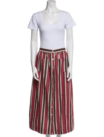 DÔEN Striped Pleated Accents Skirt Set