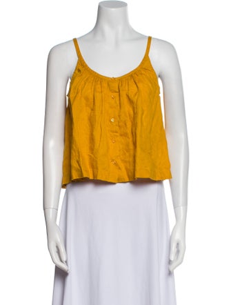 DÔEN Linen Scoop Neck Crop Top